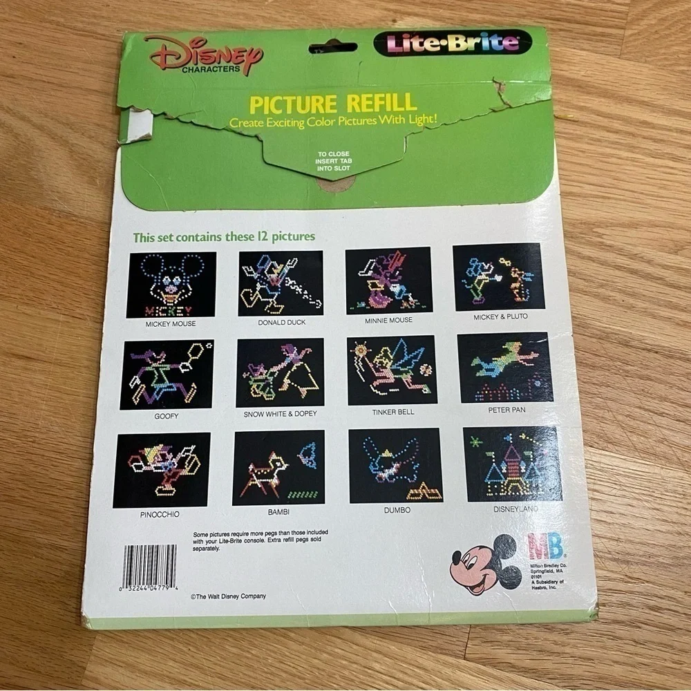 Vintage Disney Lite Brite Refill Packet Mickey Mouse Tinkerbell Donald Duck